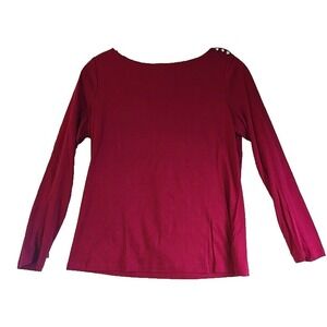 Talbots Plus Size Small Wine Jewel Shoulder Boat Neck Long Sleeve Top